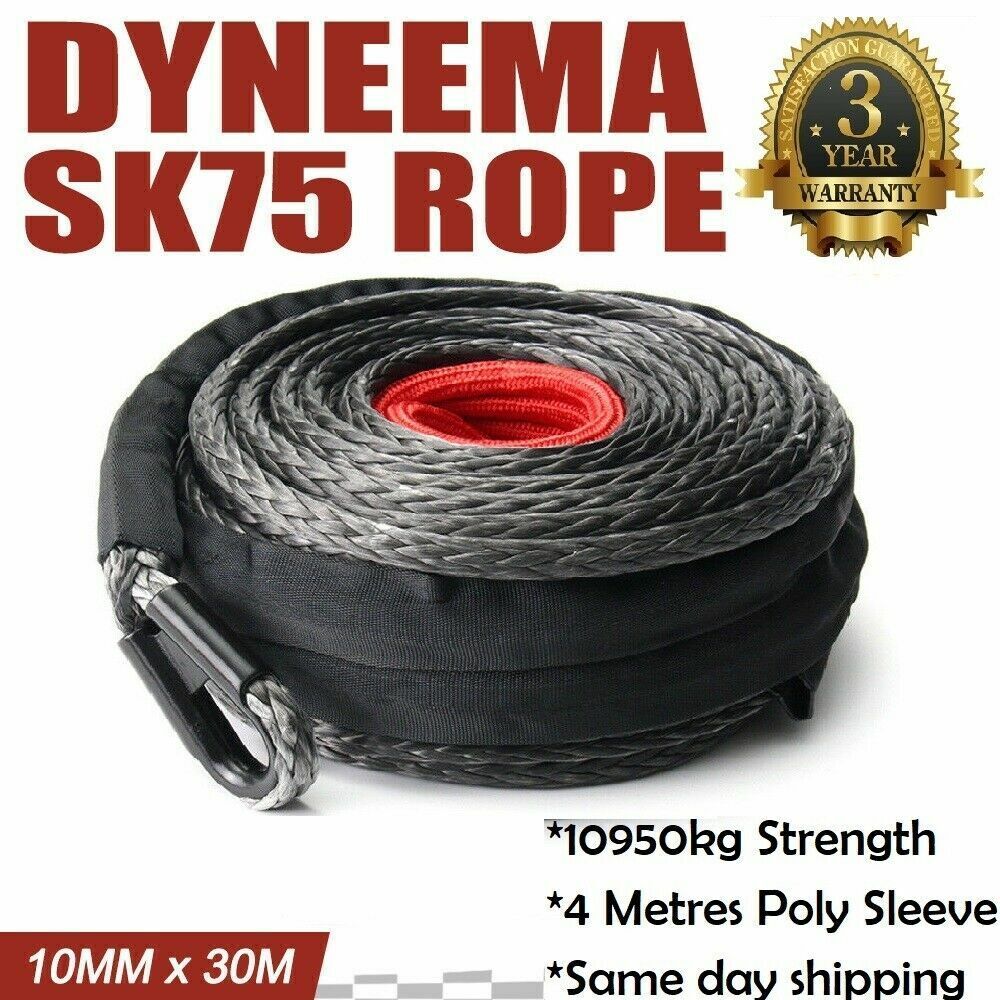 Whittam Synthetic Winch Rope - 10mm - 30meters - GREY - 9000KG